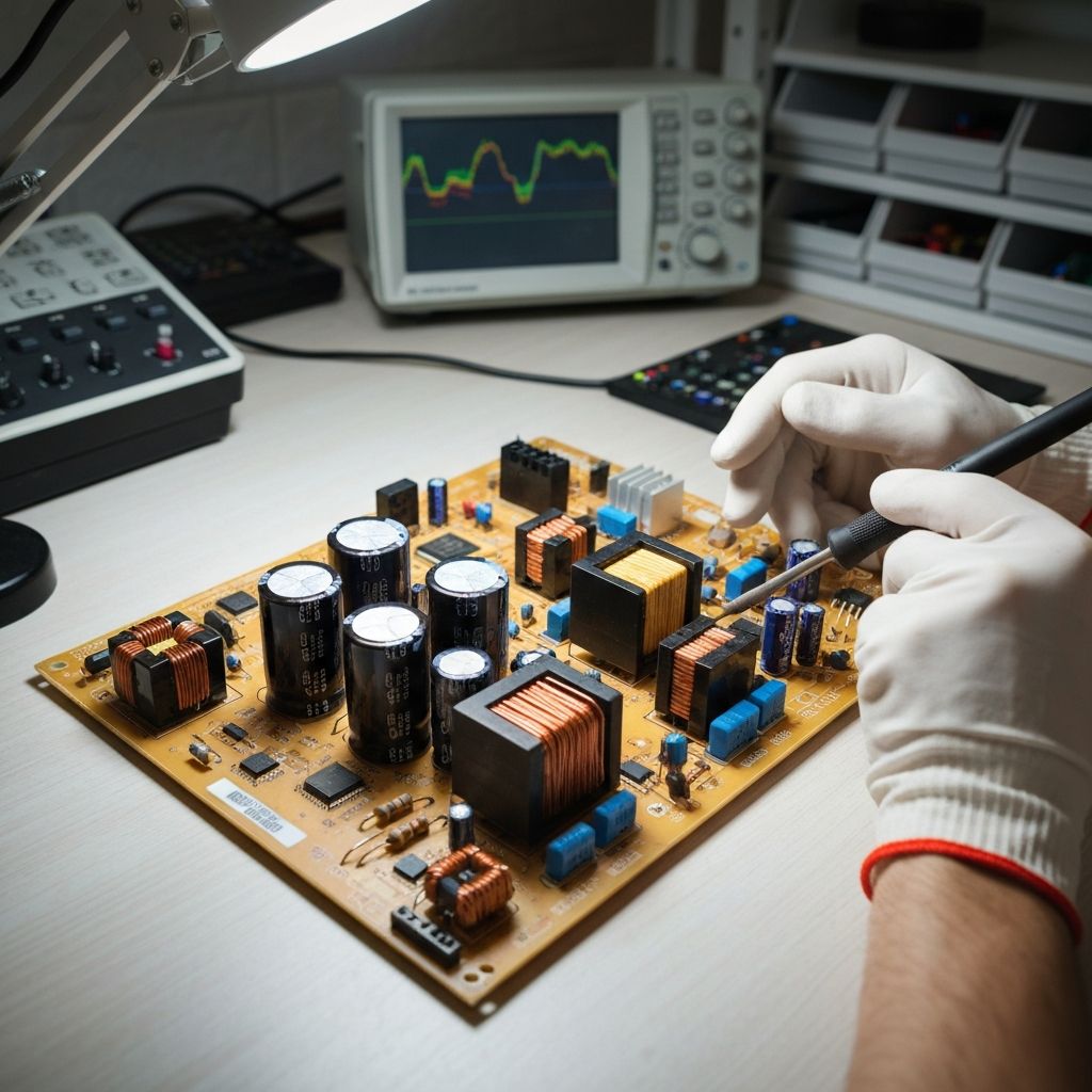 Circuit board repair in progress